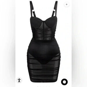 Leau NWT Sheer Stretch Bodice Corset Miami Mesh Mini Dress (Medium)